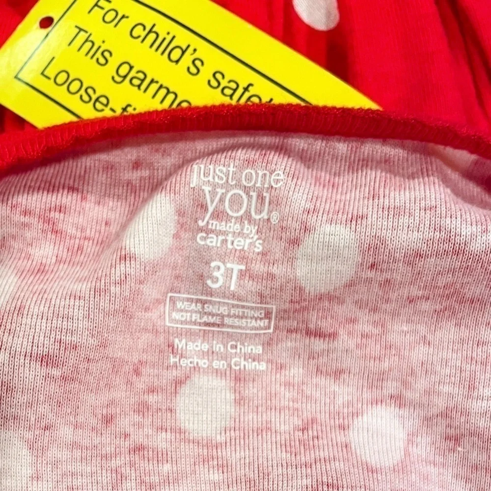 Carters Girls 3T Footed Christmas Pajamas Santa Polka Dot Red White Just One You
